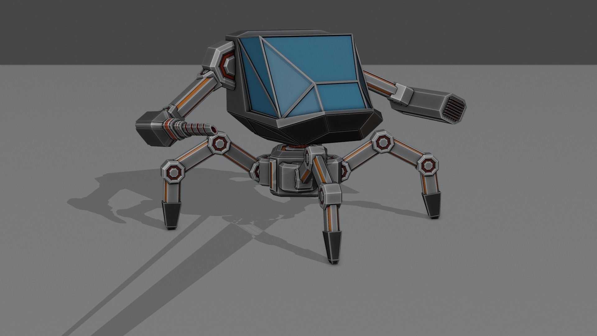 Low Poly Mech robot with neon lights Low-poly 3D model_6