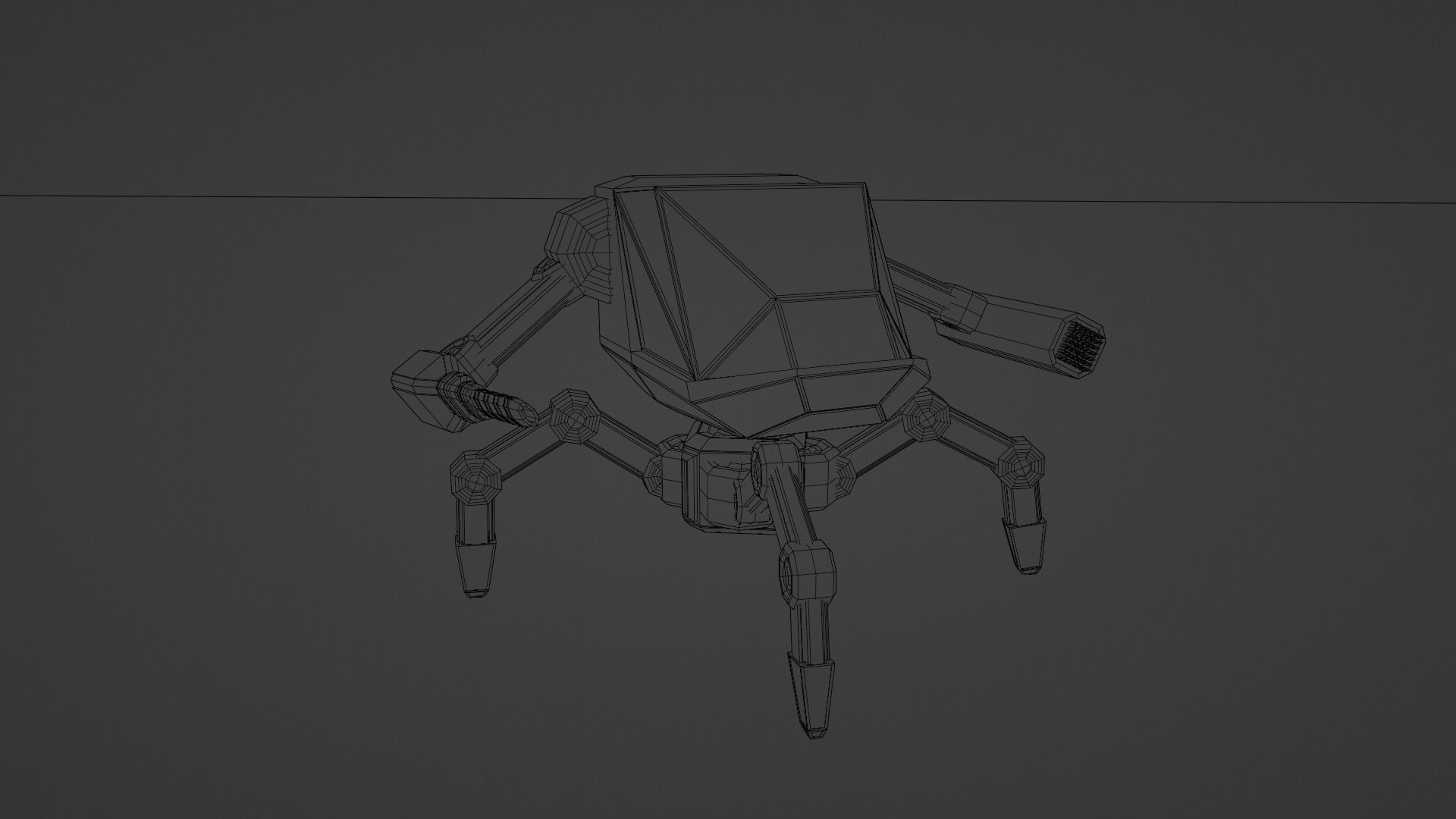 Low Poly Mech robot with neon lights Low-poly 3D model_2