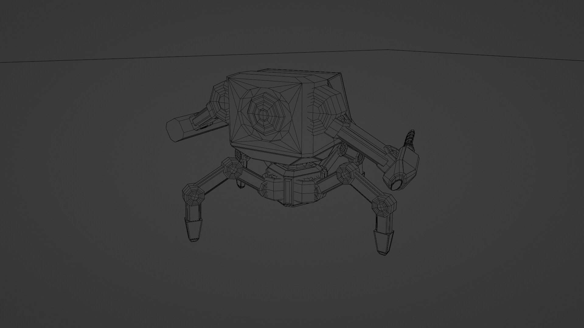 Low Poly Mech robot with neon lights Low-poly 3D model_4