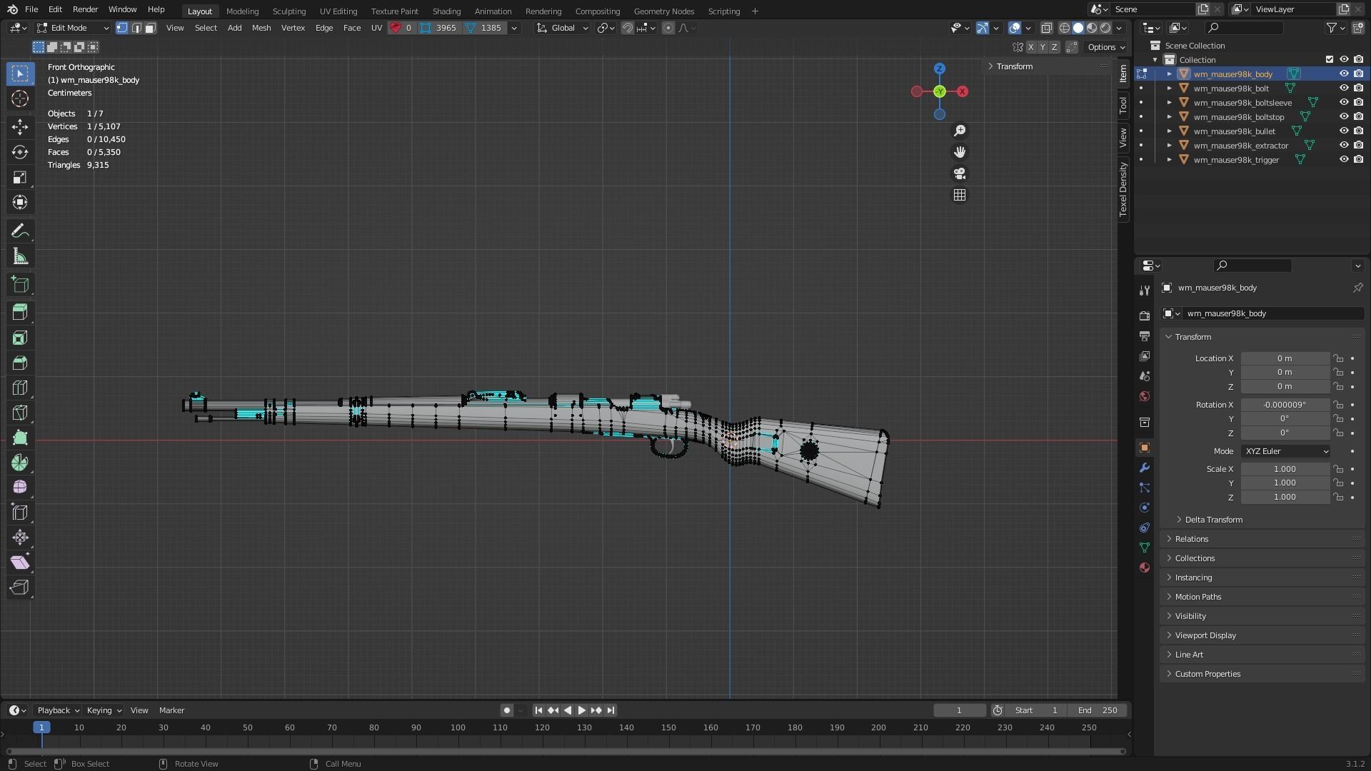 Mauser 98k Low-poly 3D model_10