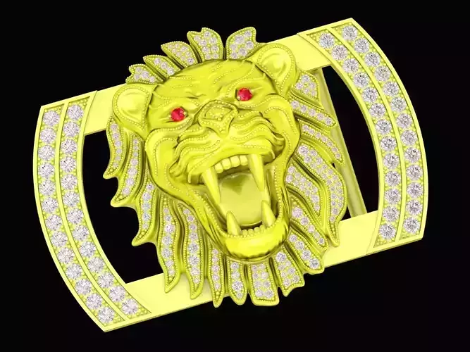 Luxury Diamond Lion Gold Belt Buckle 4562A