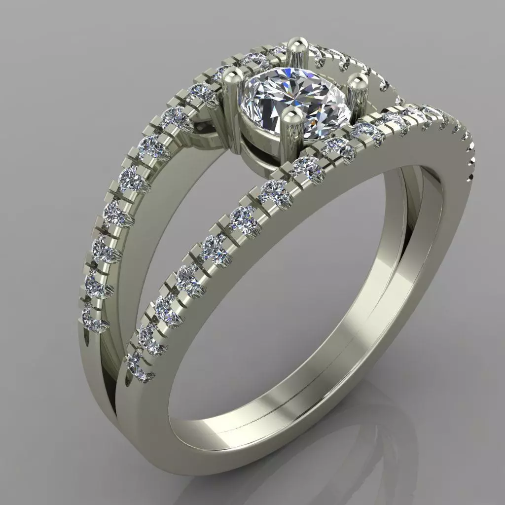 Split Shank And Hidden Accents Diamonds Engagement Rring 8 3D print model_0