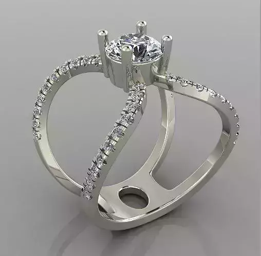 Princess Cut Wide Split Shank Ring 12