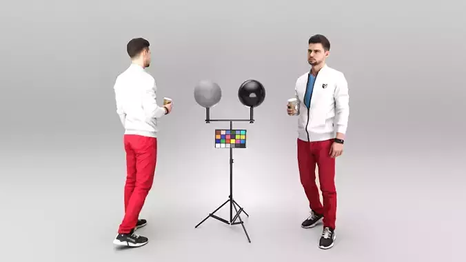 Man in casual with coffee 392 Low-poly 3D model