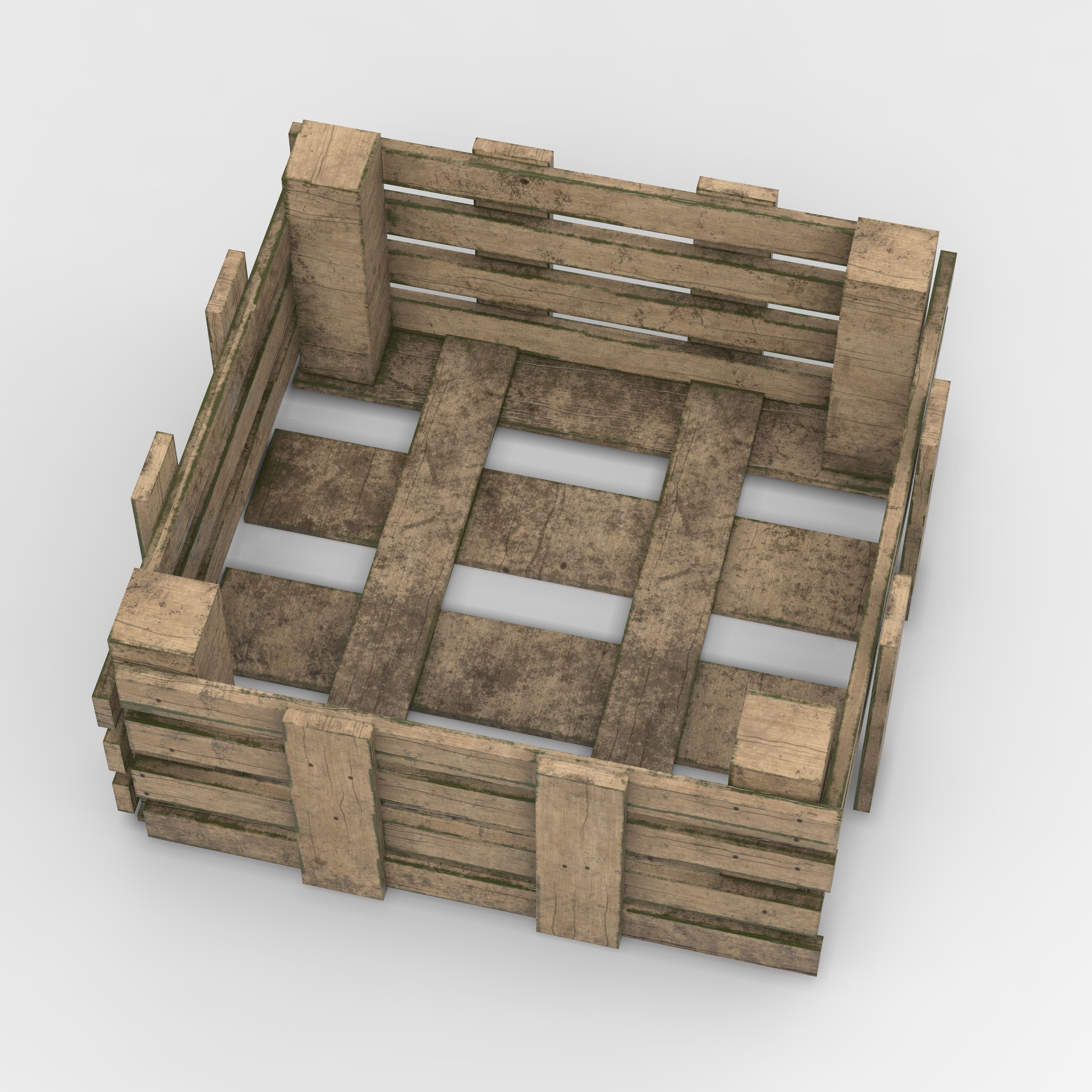 Wooden Box Crate Low-poly 3D model  Low-poly 3D model_6