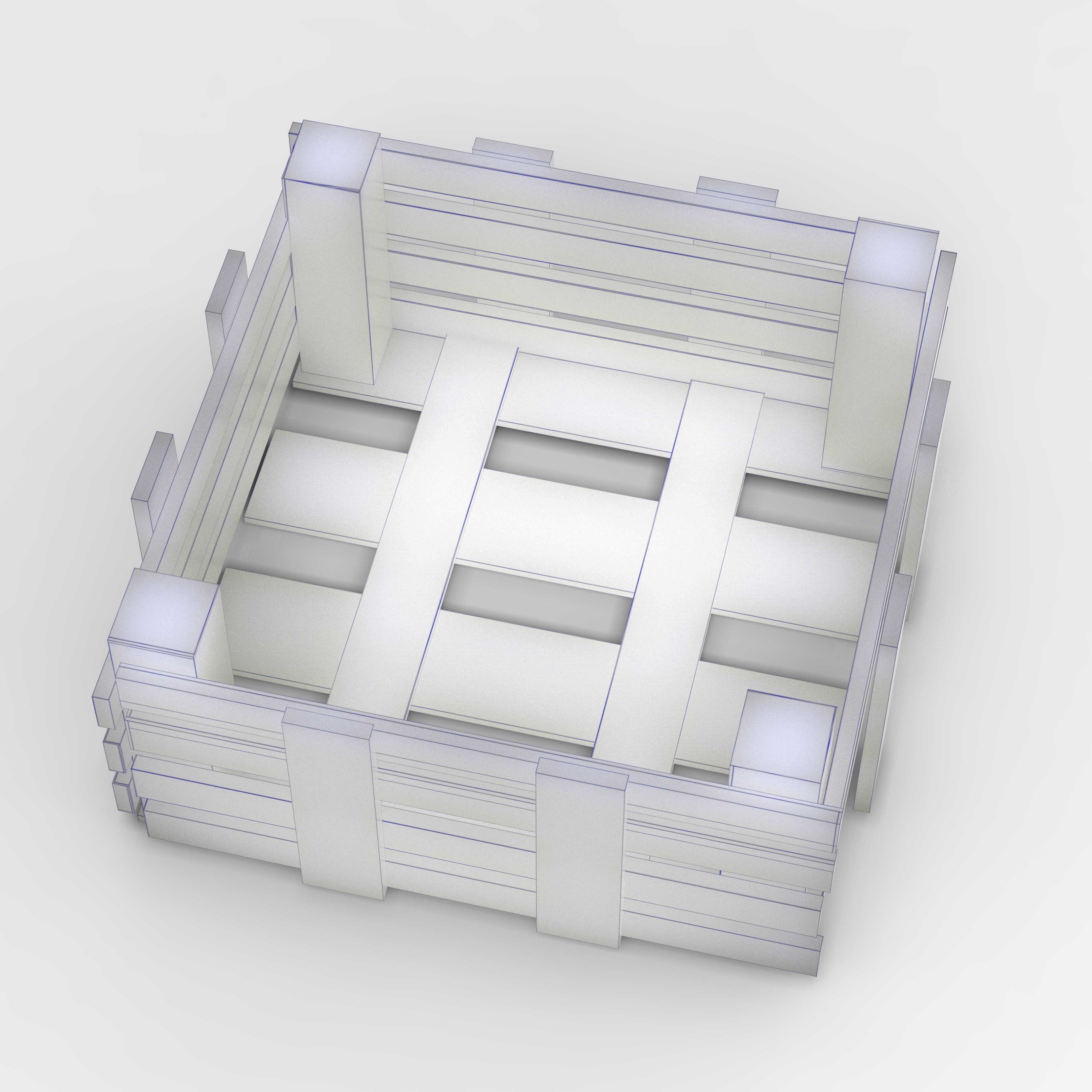 Wooden Box Crate Low-poly 3D model  Low-poly 3D model_7