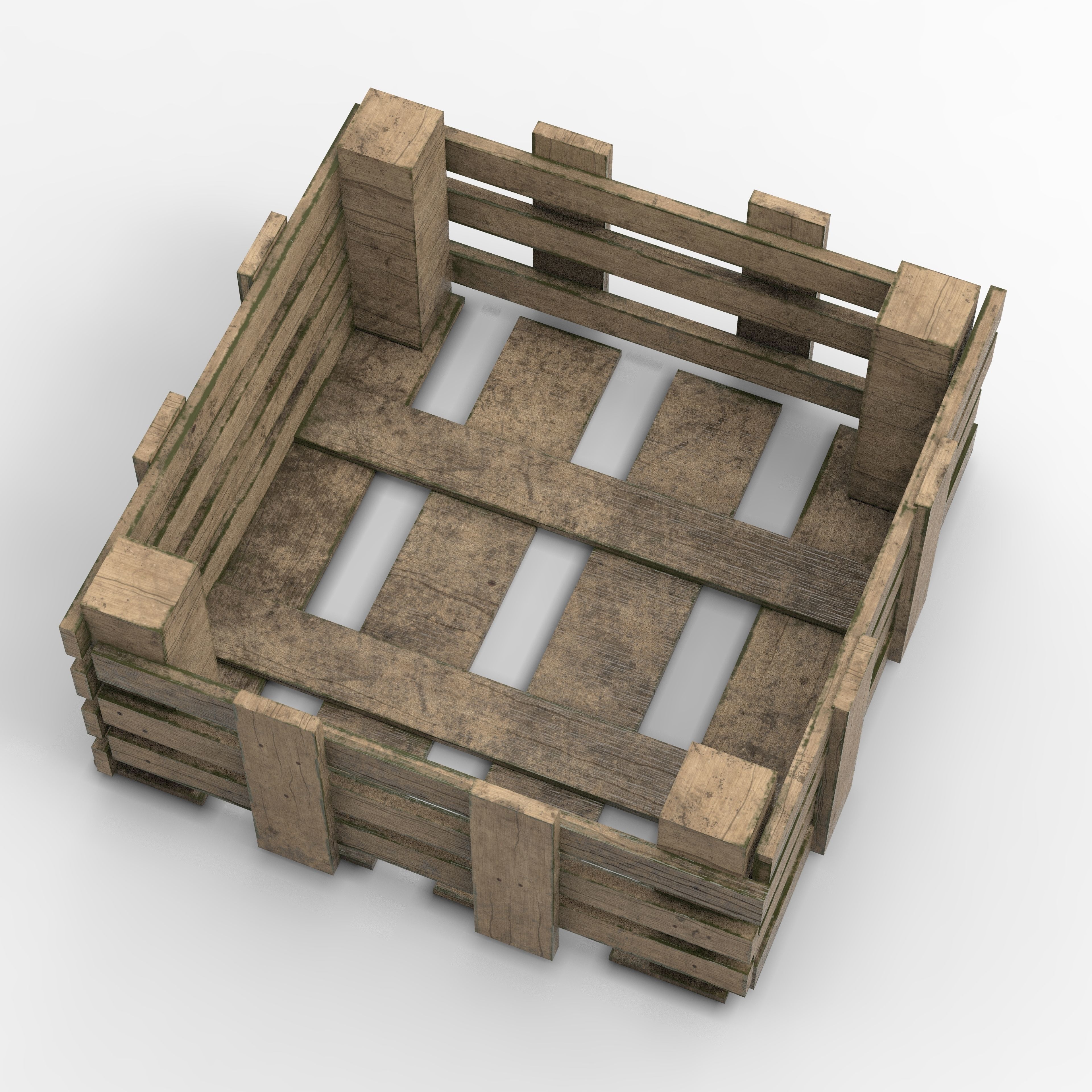 Wooden Box Crate Low-poly 3D model  Low-poly 3D model_2
