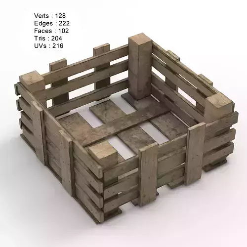 Wooden Box Crate Low-poly 3D model  Low-poly 3D model