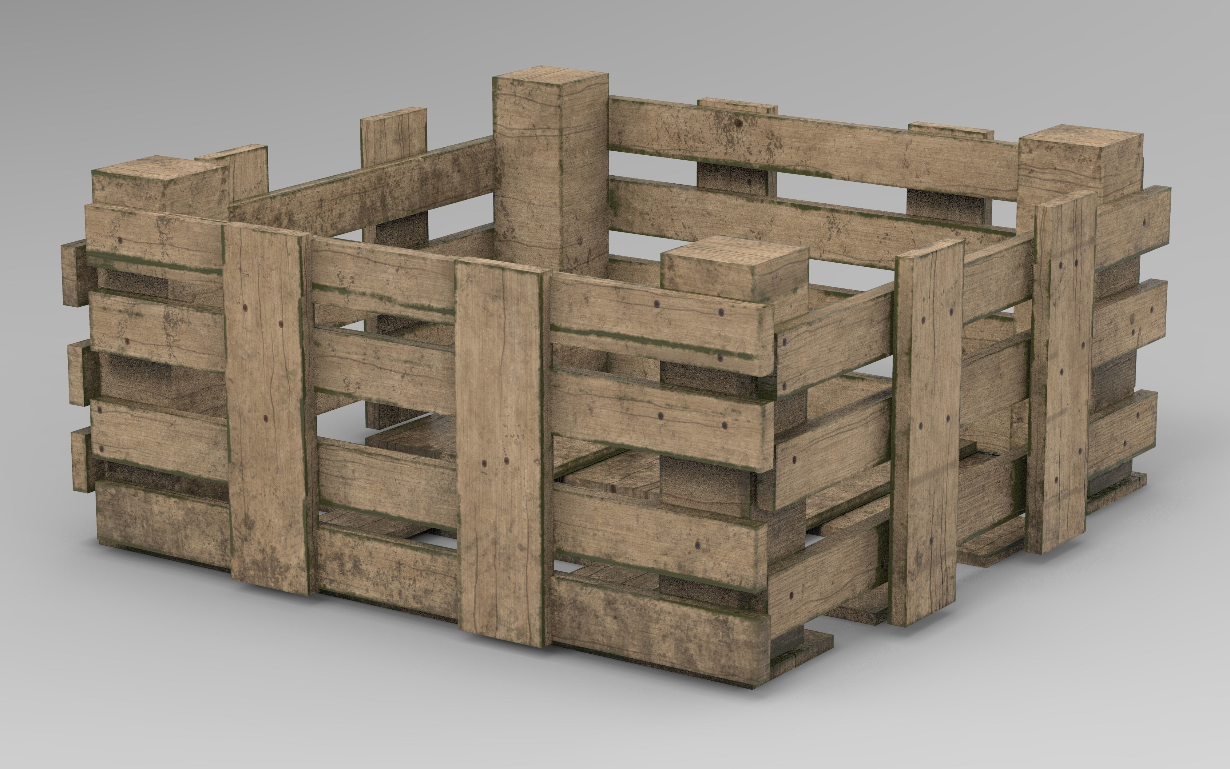 Wooden Box Crate Low-poly 3D model  Low-poly 3D model_8
