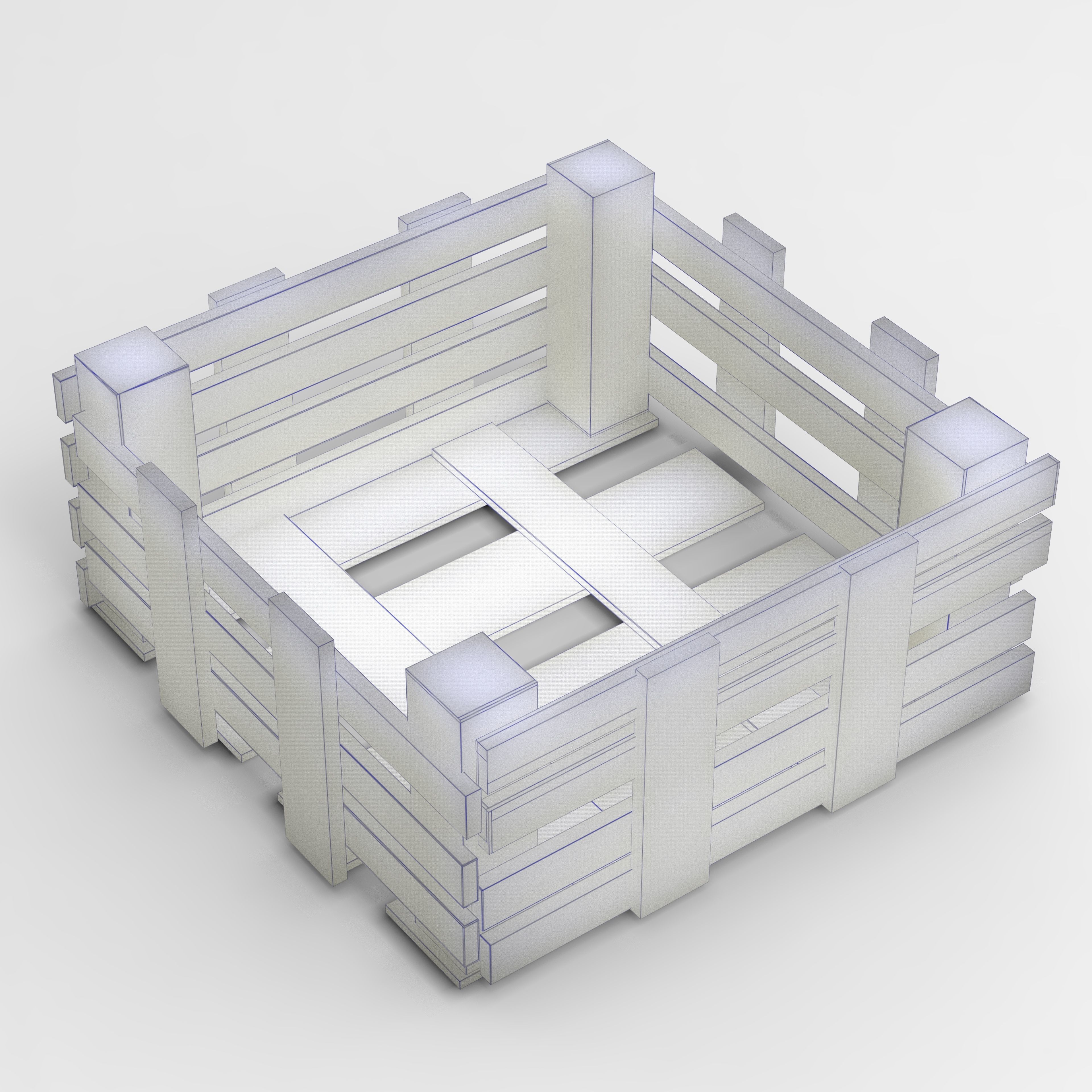 Wooden Box Crate Low-poly 3D model  Low-poly 3D model_5