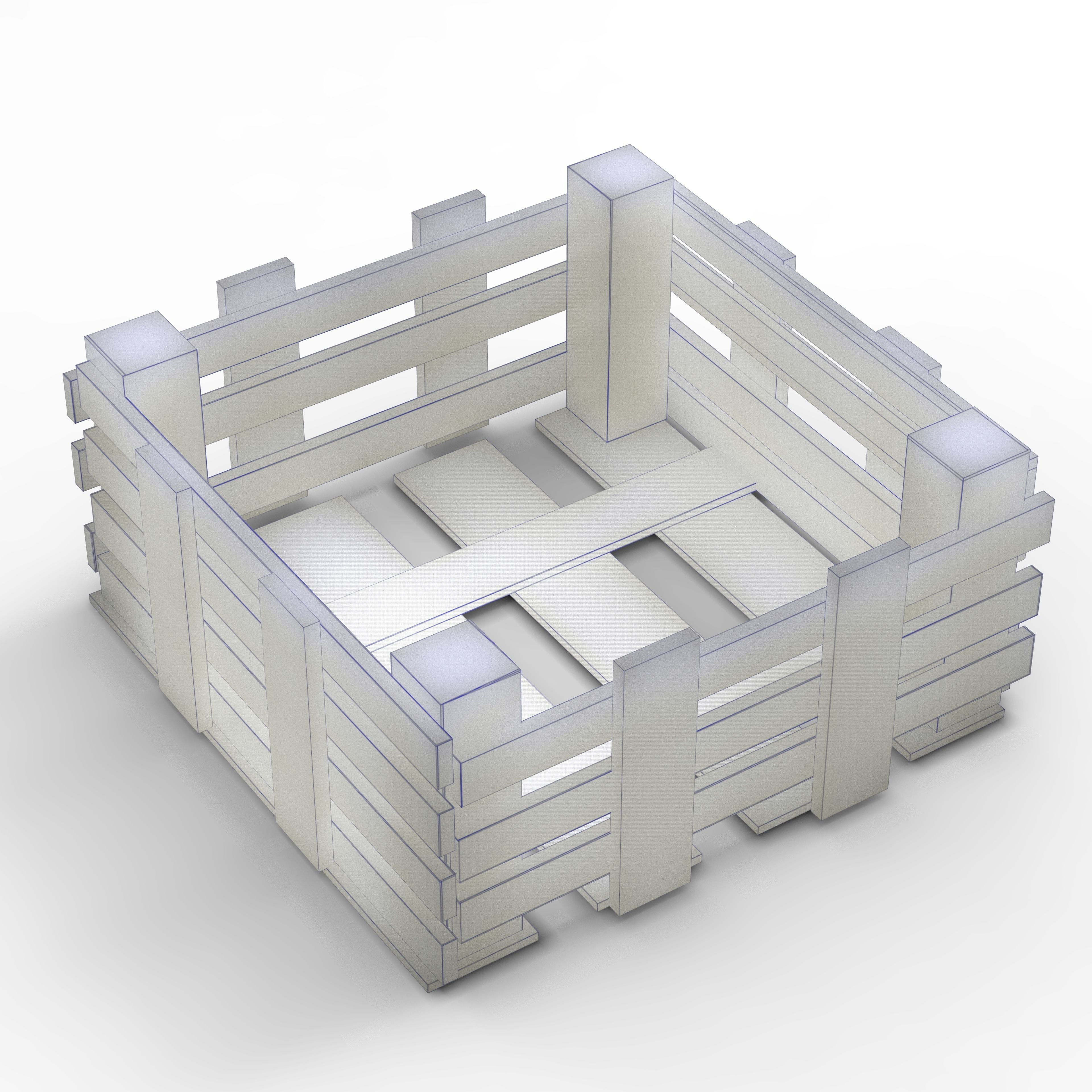 Wooden Box Crate Low-poly 3D model  Low-poly 3D model_1