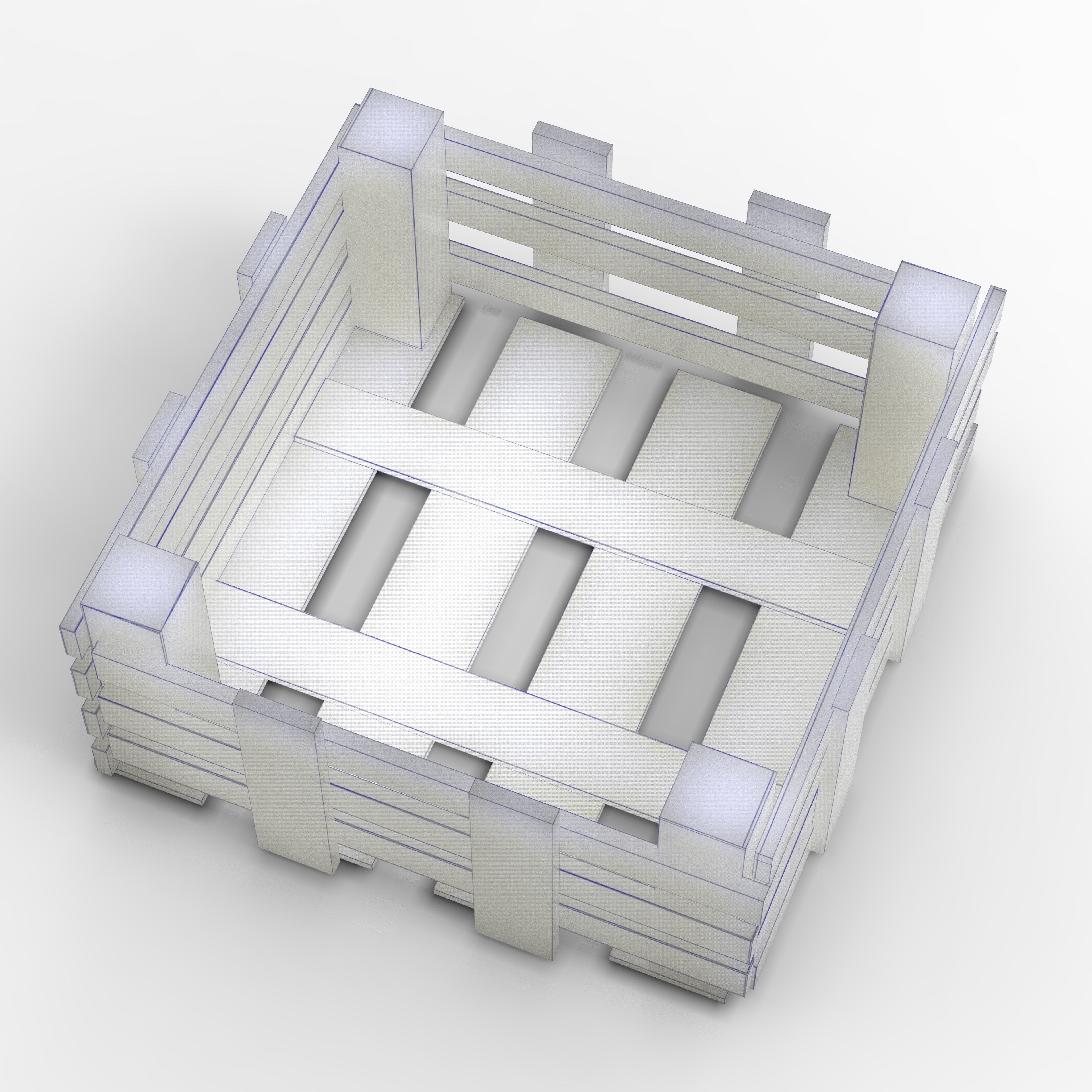 Wooden Box Crate Low-poly 3D model  Low-poly 3D model_3