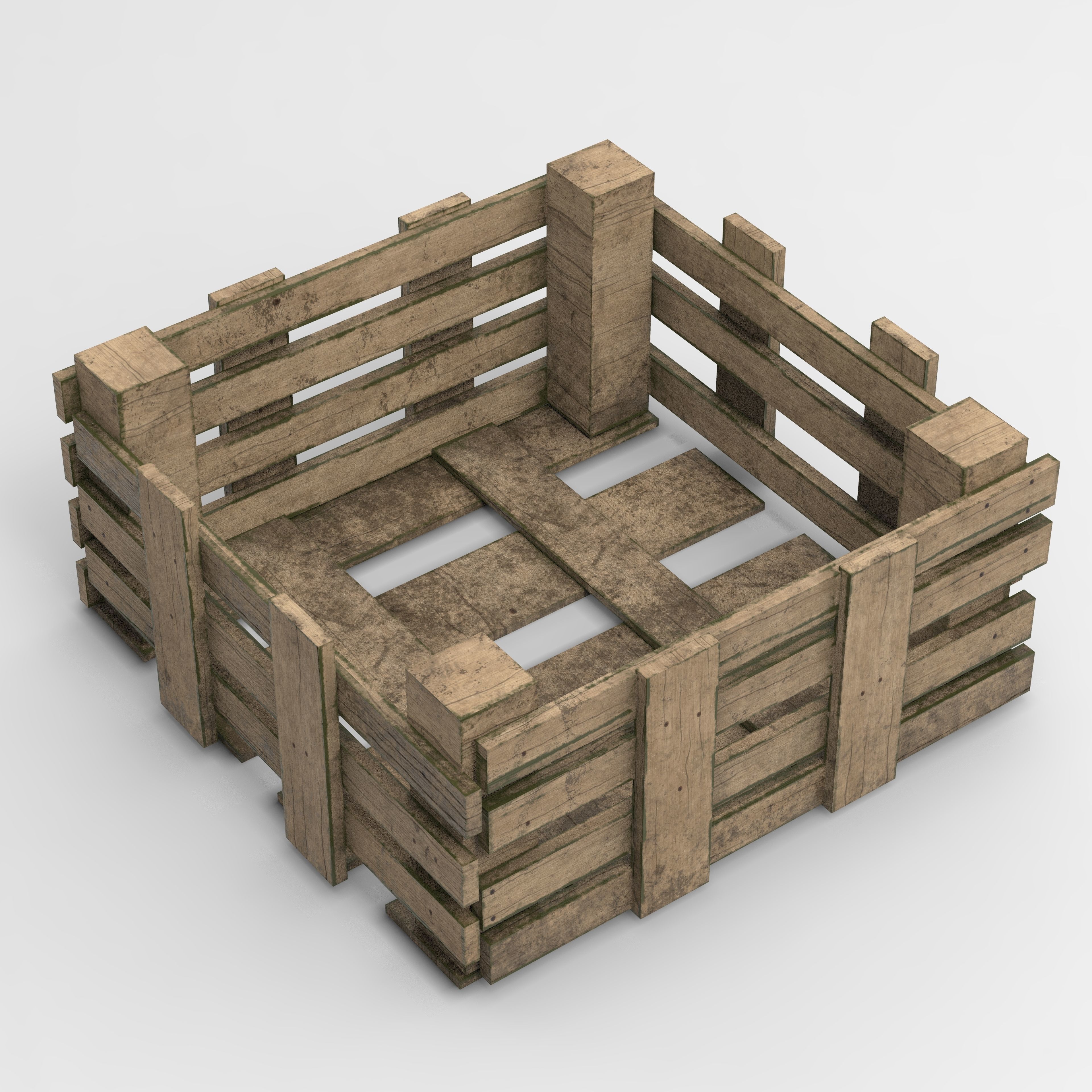 Wooden Box Crate Low-poly 3D model  Low-poly 3D model_4