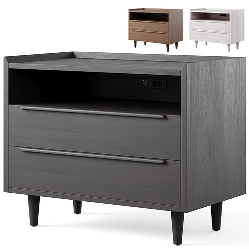 Tate 2-Drawer Midcentury Charging Nightstand  3D model