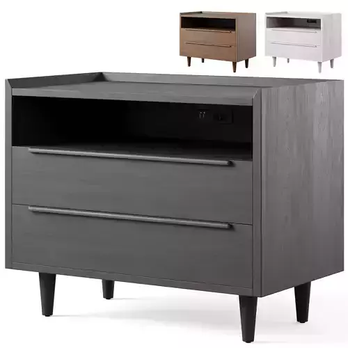 Tate 2-Drawer Midcentury Charging Nightstand  3D model