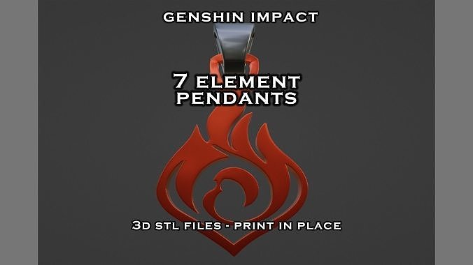 7 Element Pendants - Genshin Impact - Print In Place - Ornament 3D print model