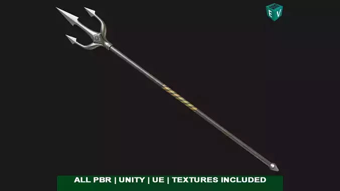  Trident 03 Silver All PBR Unity UE Textures Included Low-poly 3D model