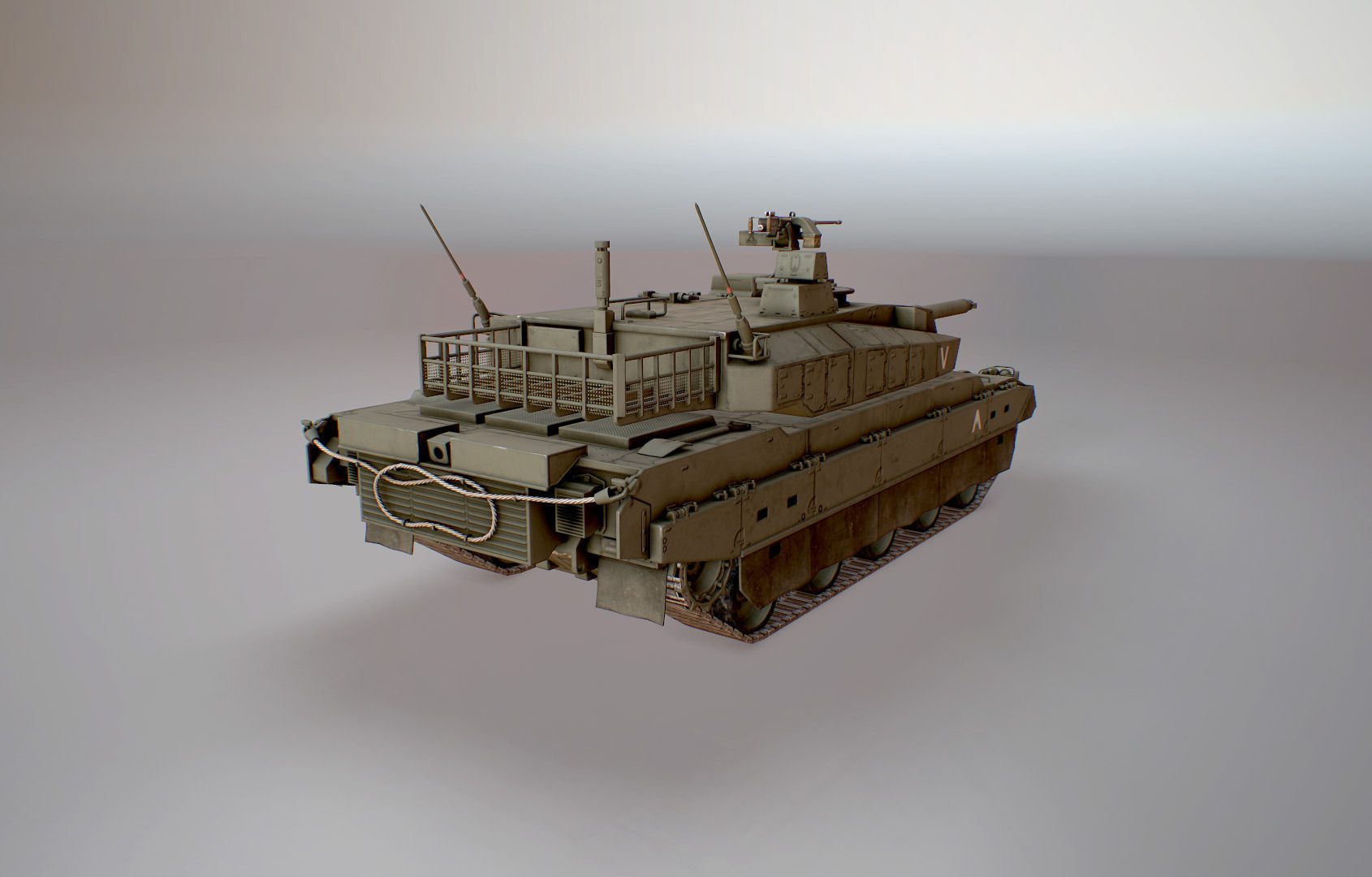 Type 10 Main Battle Tank Low-poly 3D model_11