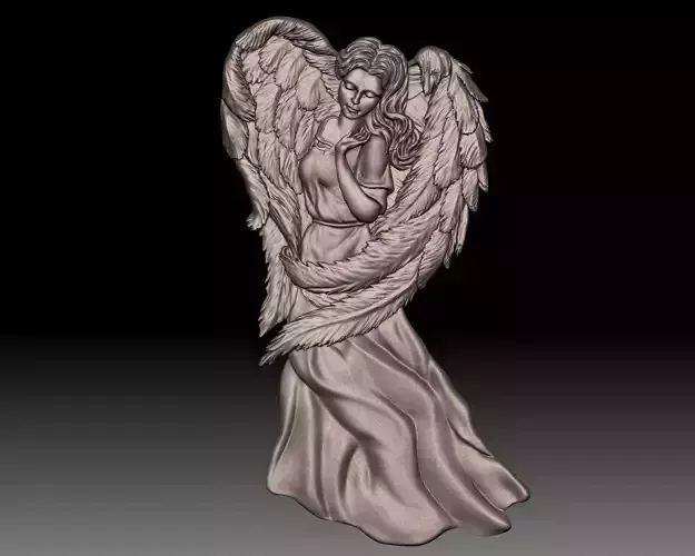 Angel Girl bas-relief for CNC router or 3D printer
