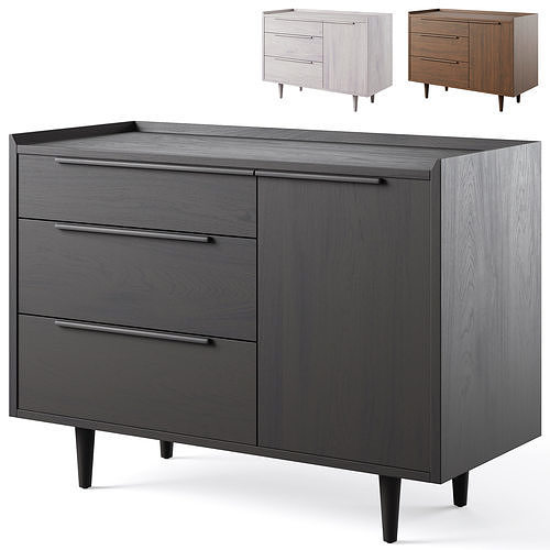 Tate Small 3-Drawer Chest  3D model
