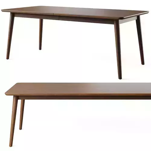 Tate Walnut Extendable Midcentury Dining Table 3D model