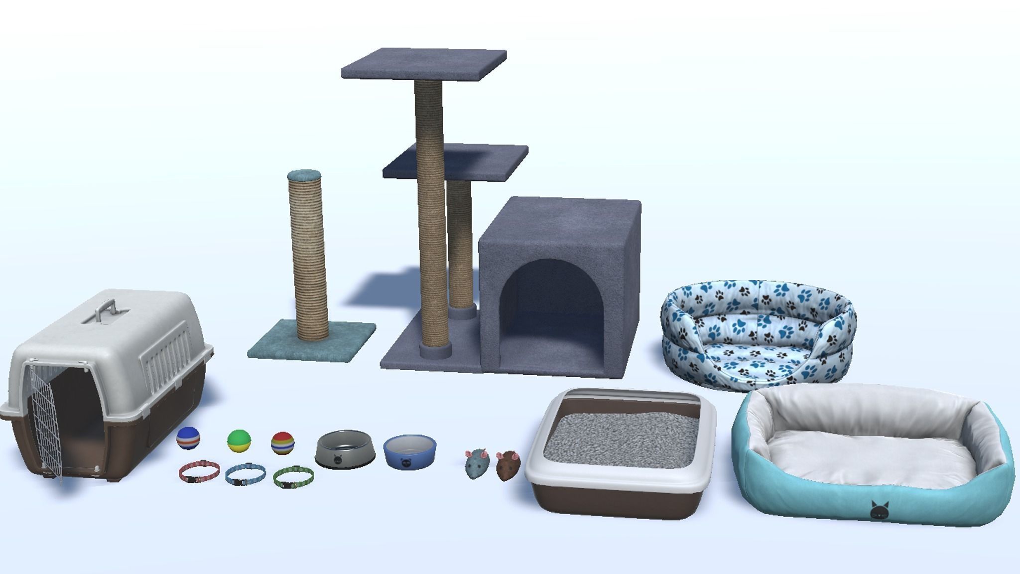 Cat Accessories Low-poly 3D model_3