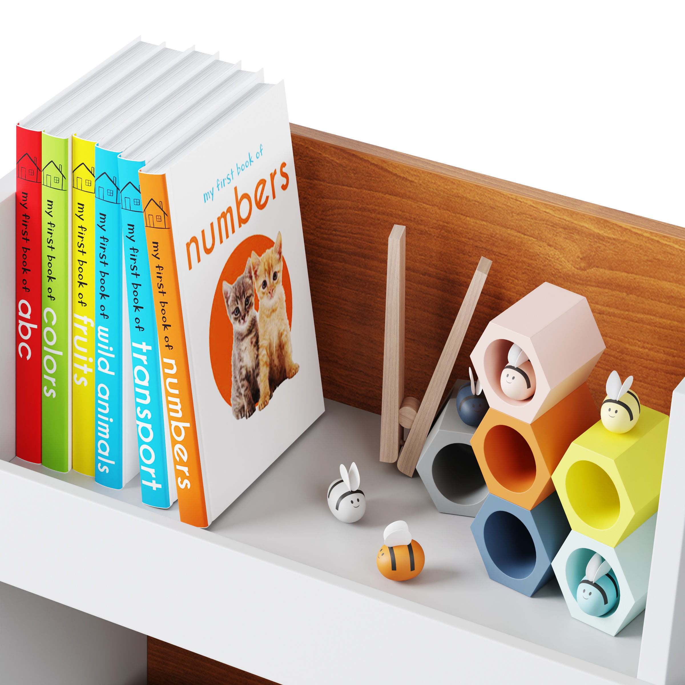 Bookshelf Mid-Century 3D model_3