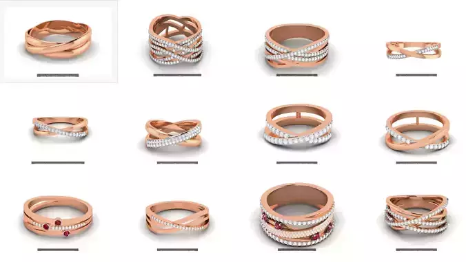 13 Cross Wire Mesh High Jewelry Diamond Ring 3dm renders details