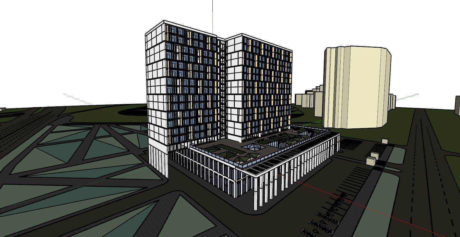 3D model of hotel and restaurant complex with interior 3D model_19