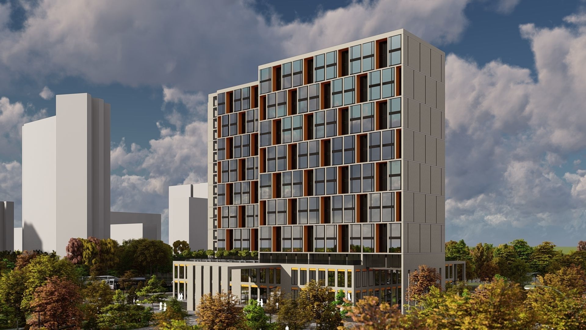 3D model of hotel and restaurant complex with interior 3D model_2