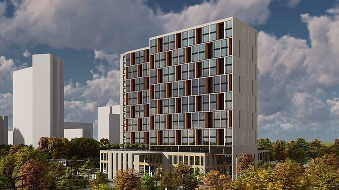 3D model of hotel and restaurant complex with interior 3D model 3