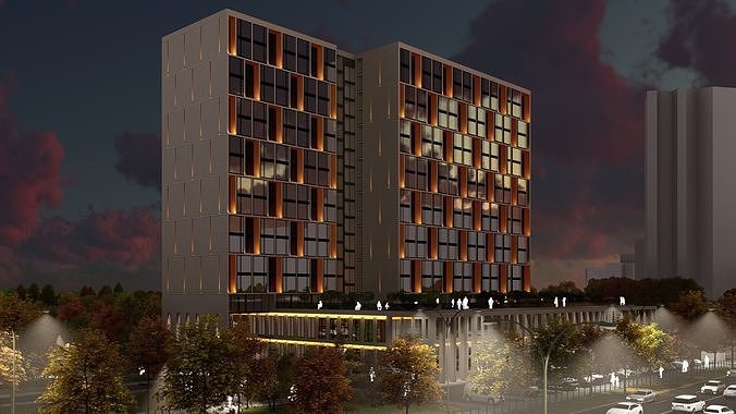 3D model of hotel and restaurant complex with interior 3D model 6