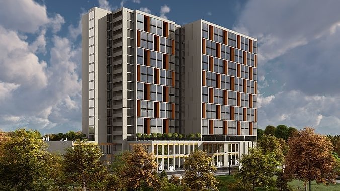 3D model of hotel and restaurant complex with interior 3D model 5