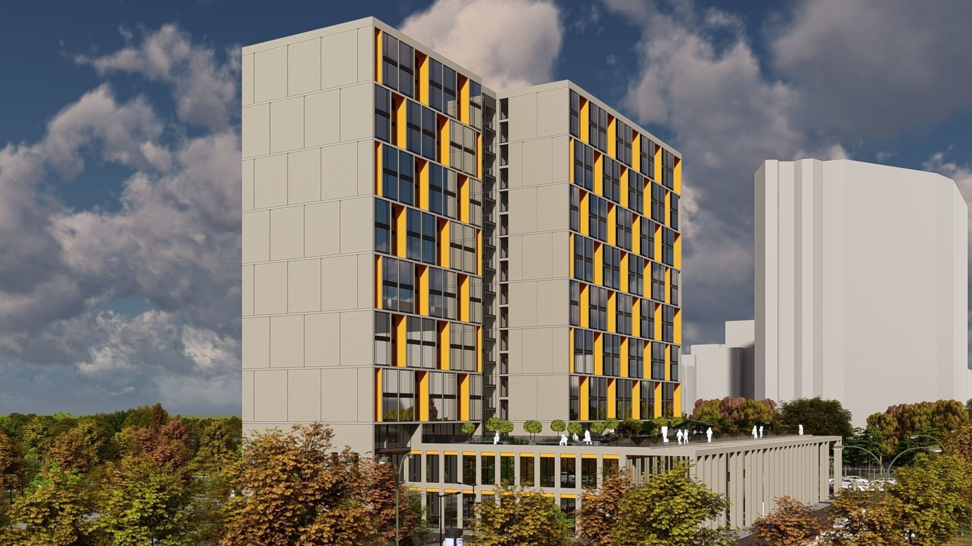 3D model of hotel and restaurant complex with interior 3D model_1