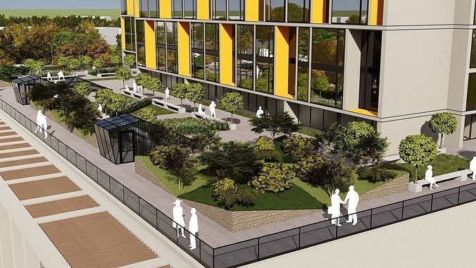 3D model of hotel and restaurant complex with interior 3D model 7