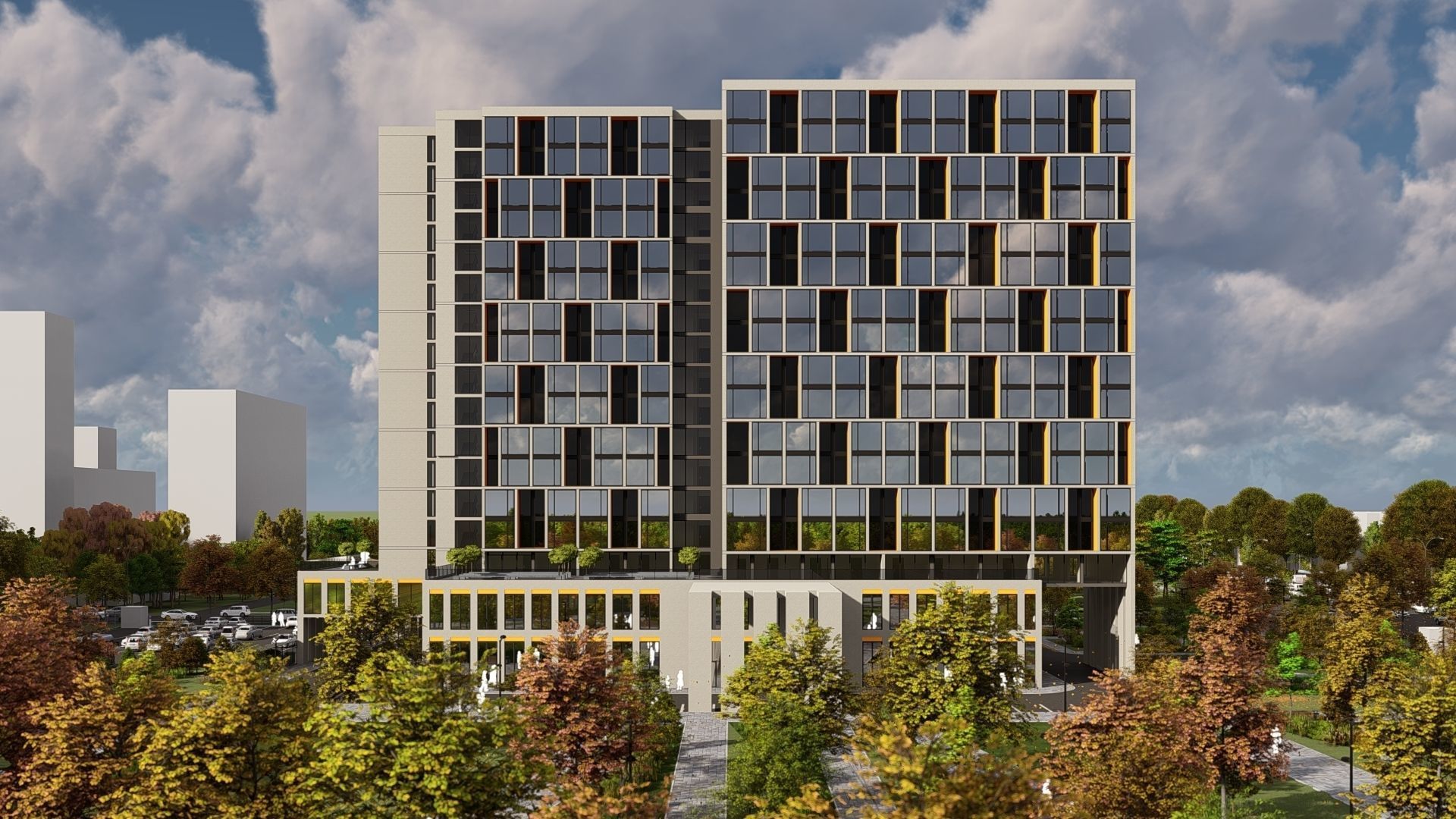 3D model of hotel and restaurant complex with interior 3D model_3