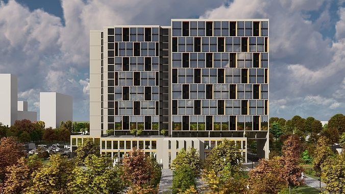 3D model of hotel and restaurant complex with interior 3D model 4