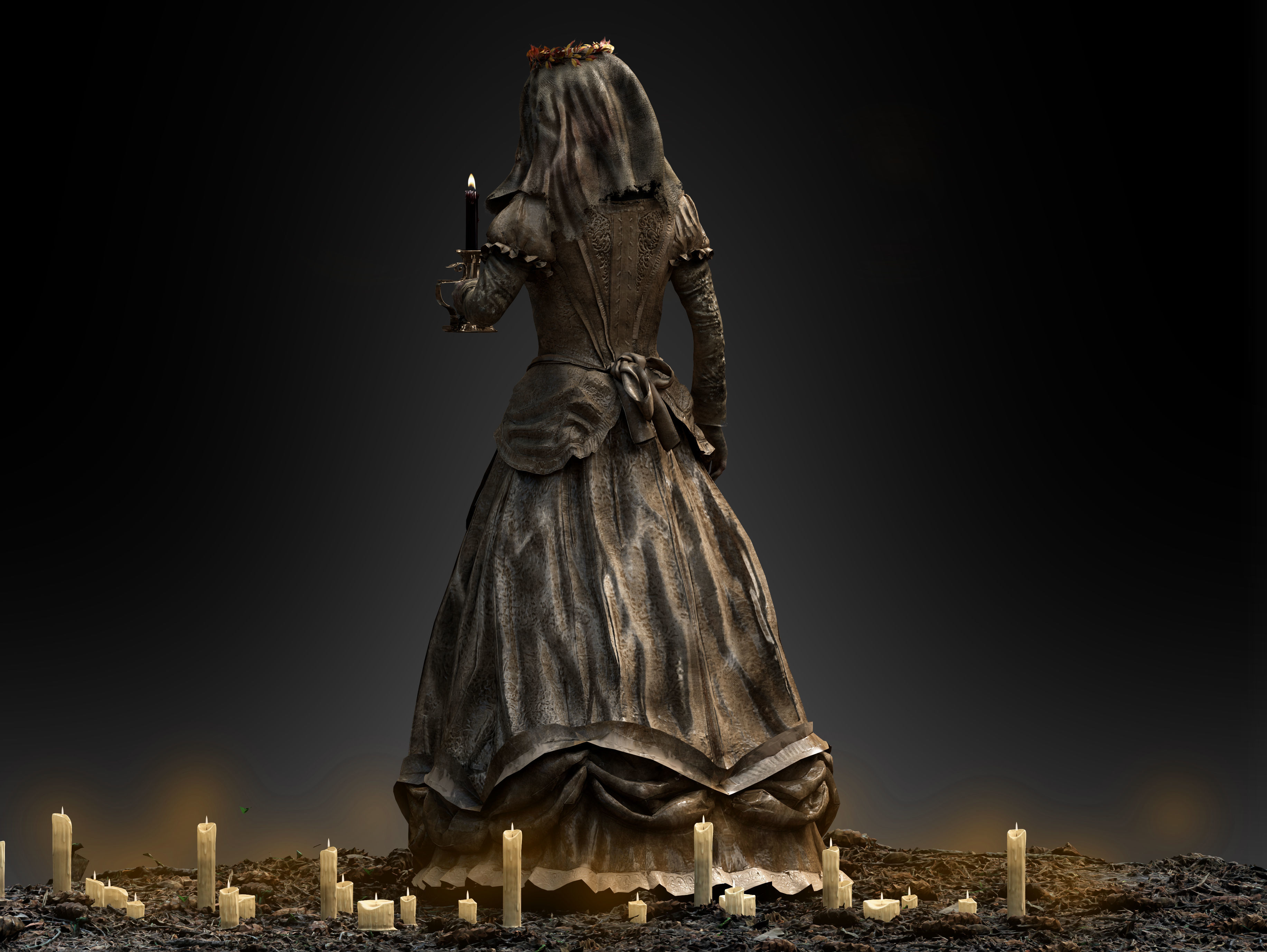Horror Bride Low-poly 3D model_4