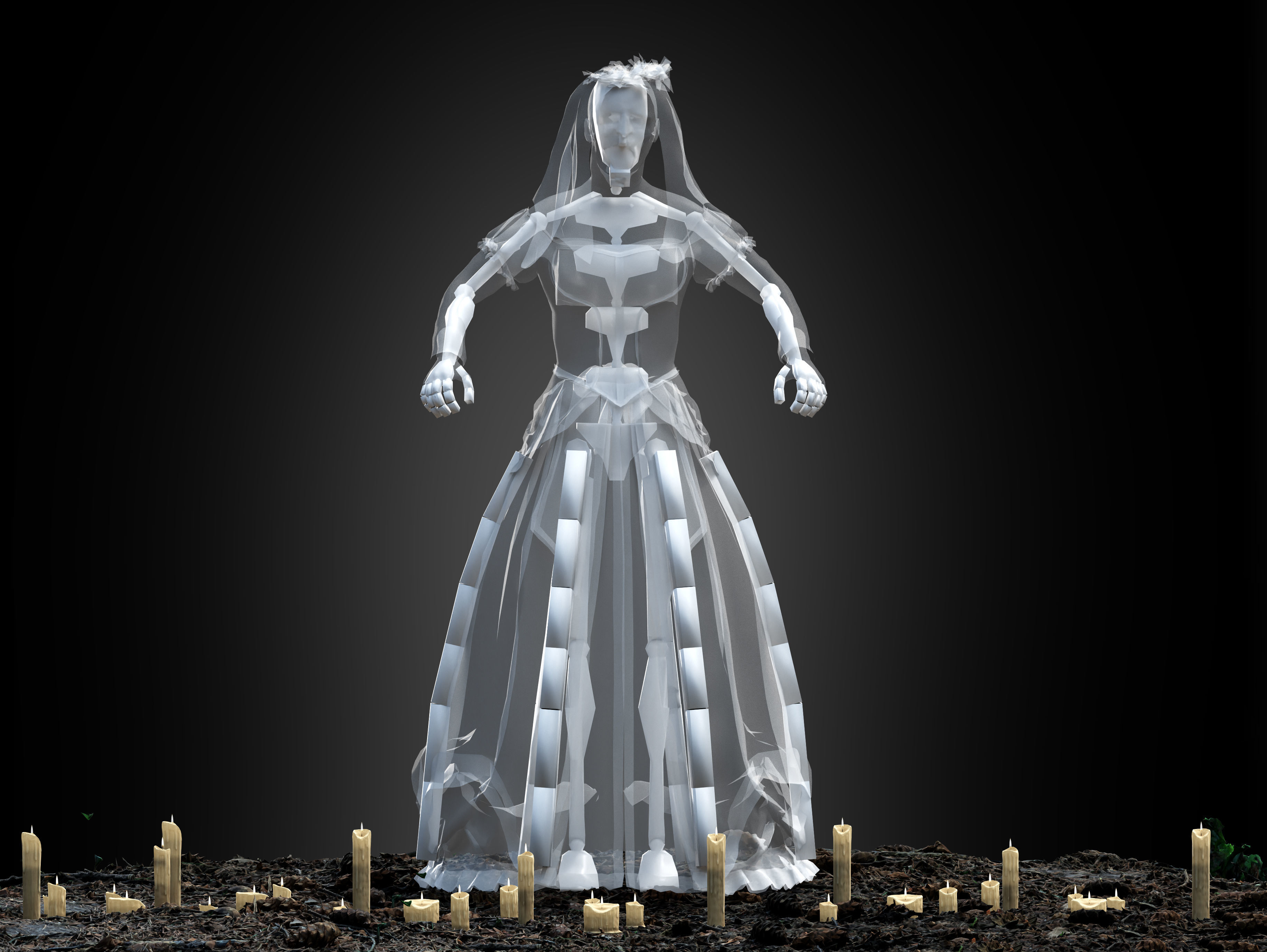 Horror Bride Low-poly 3D model_15