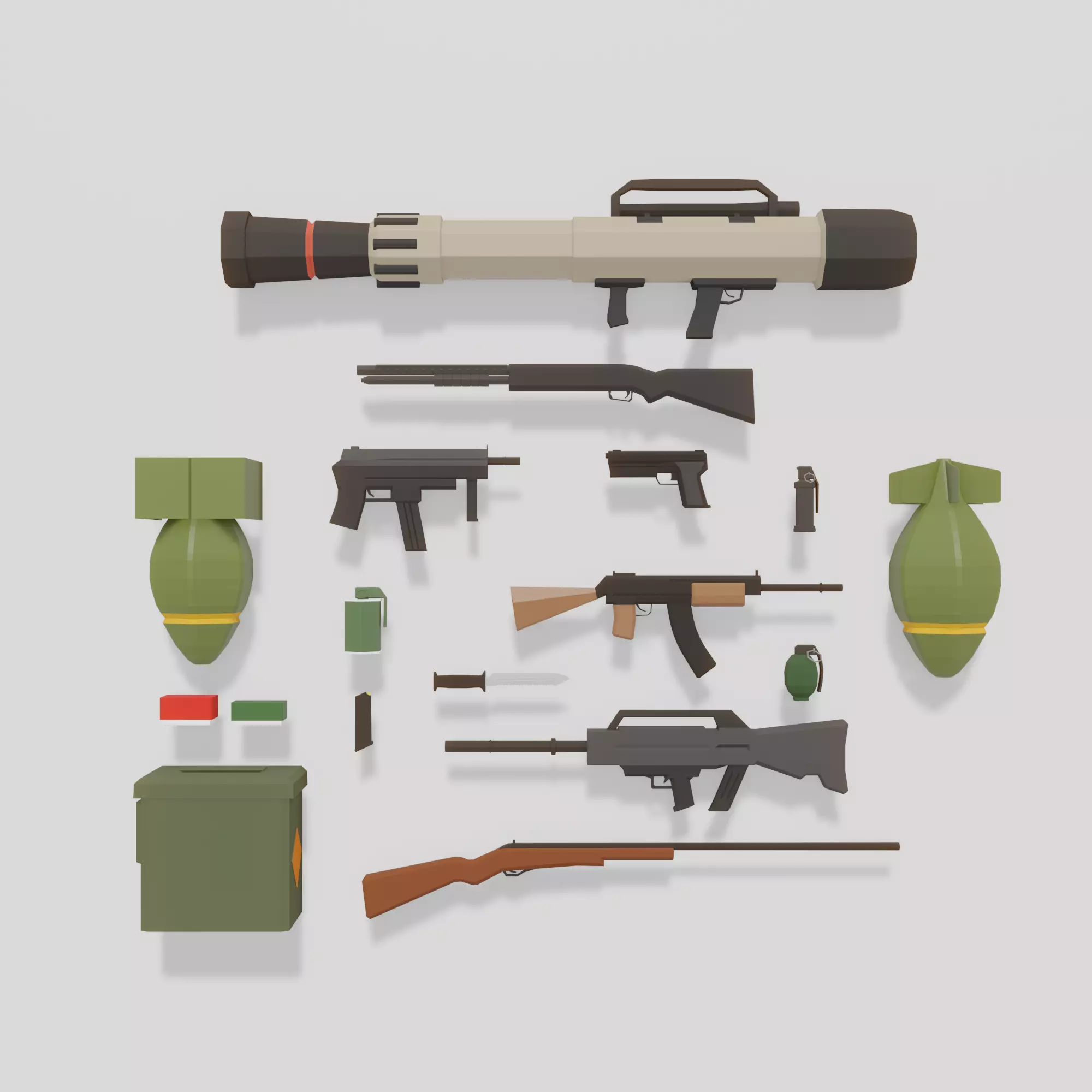 Low Poly Weapons Bundle Low-poly 3D model