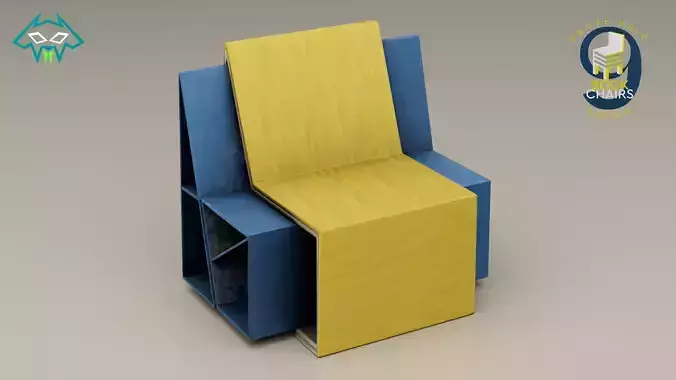 House Hold Series - 9 Book Chairs - Chair 7 Low-poly 3D model