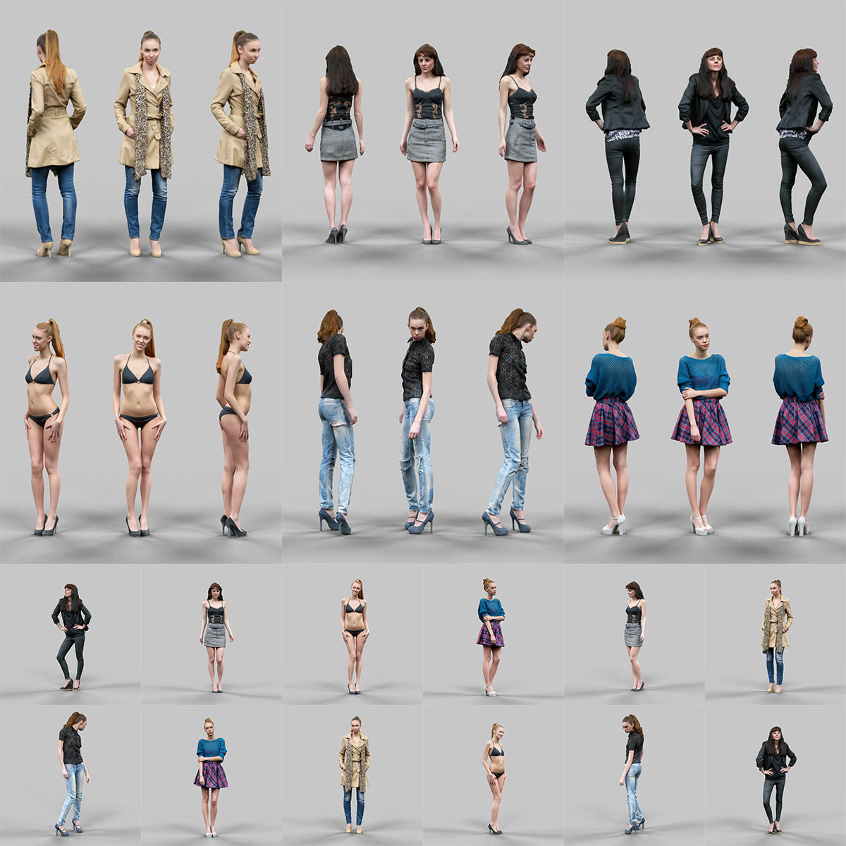 98 Realistic human models Low-poly 3D model_13