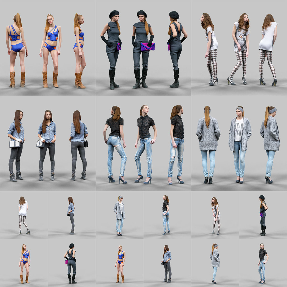 98 Realistic human models Low-poly 3D model_12