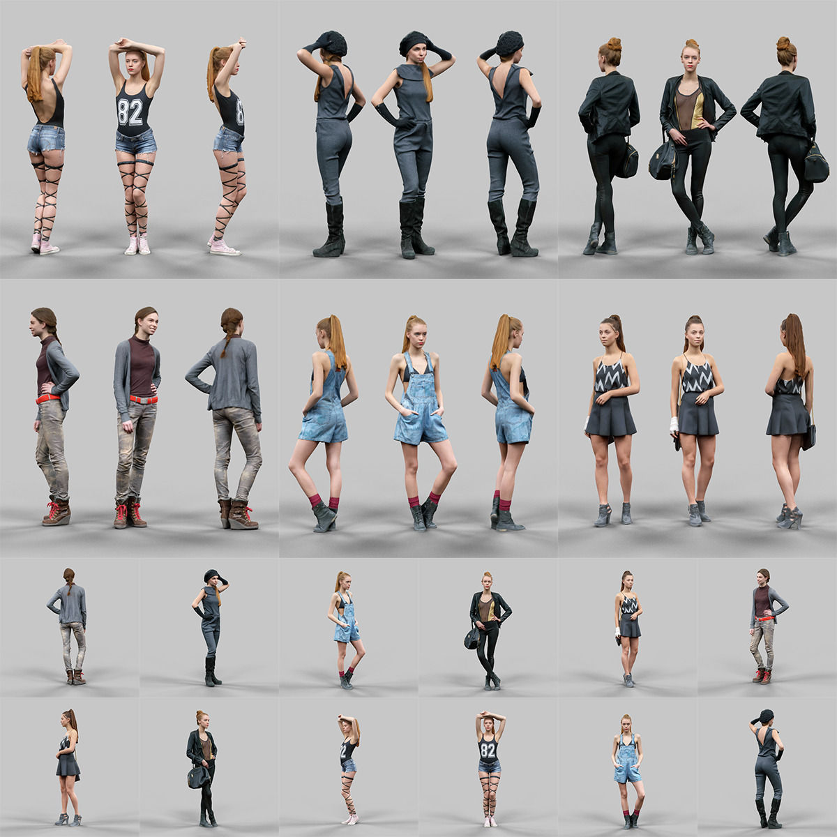 98 Realistic human models Low-poly 3D model_10