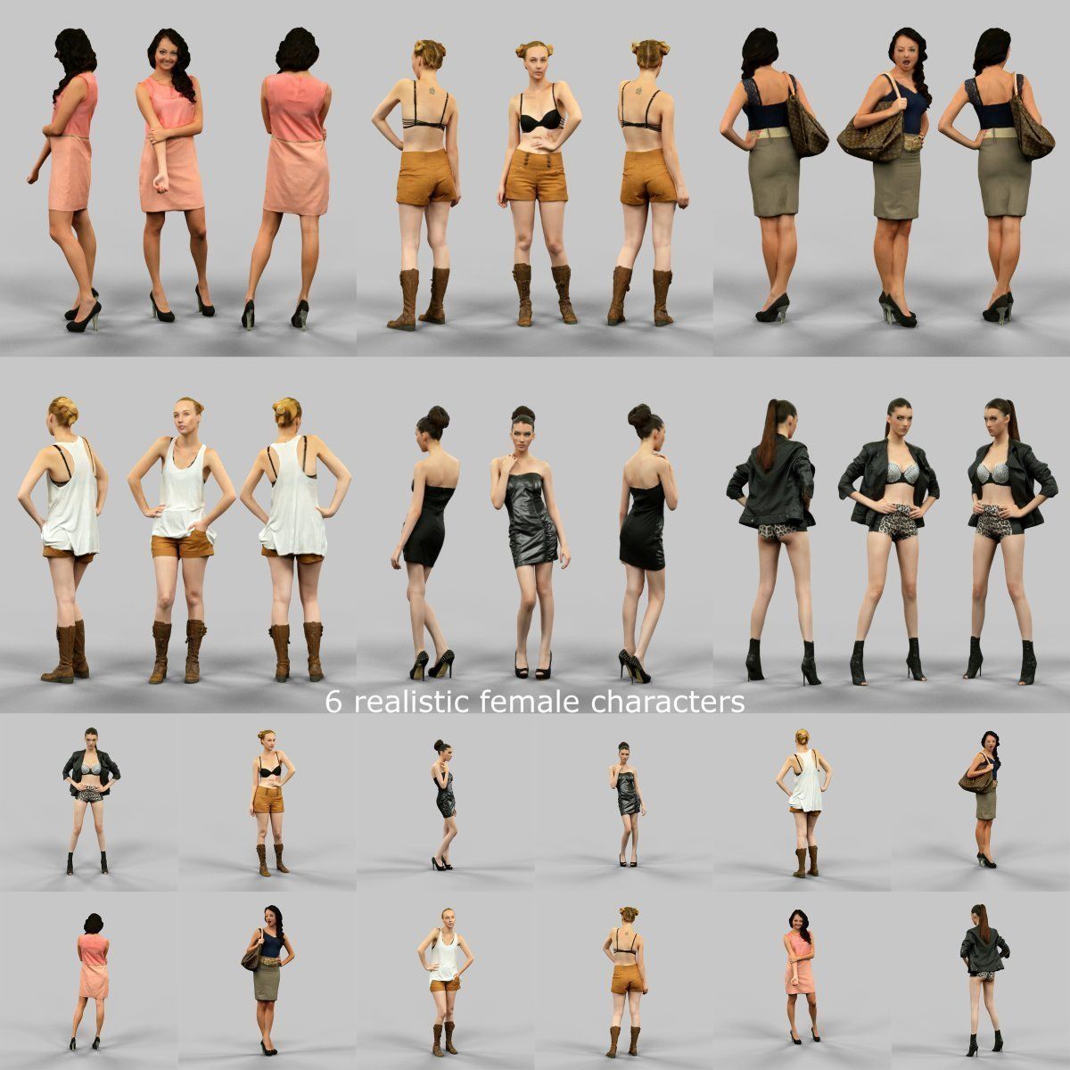 98 Realistic human models Low-poly 3D model_5