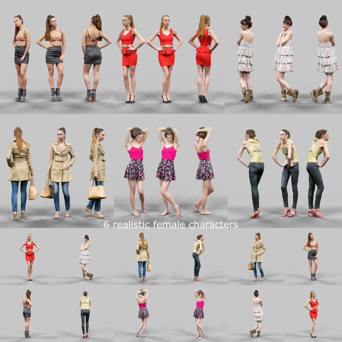 98 Realistic human models Low-poly 3D model_4