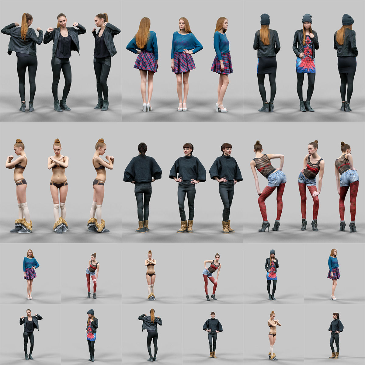 98 Realistic human models Low-poly 3D model_7
