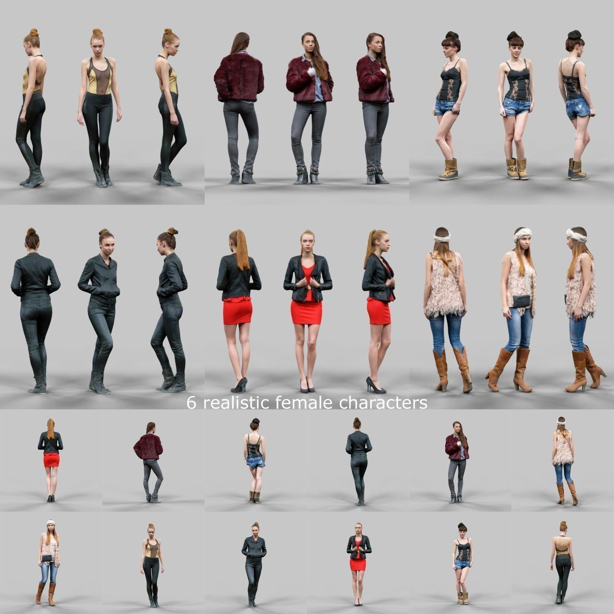 98 Realistic human models Low-poly 3D model_6
