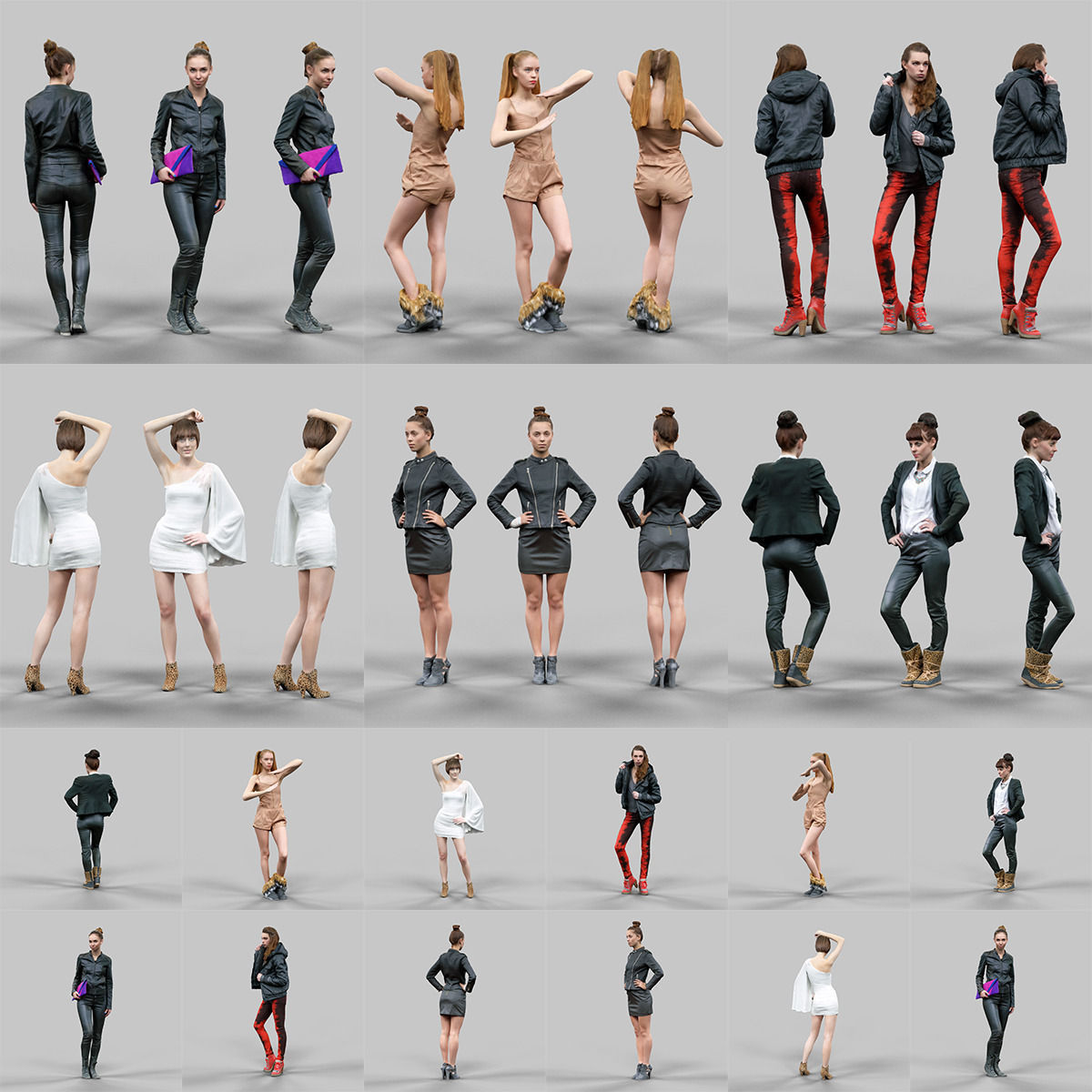 98 Realistic human models Low-poly 3D model_3