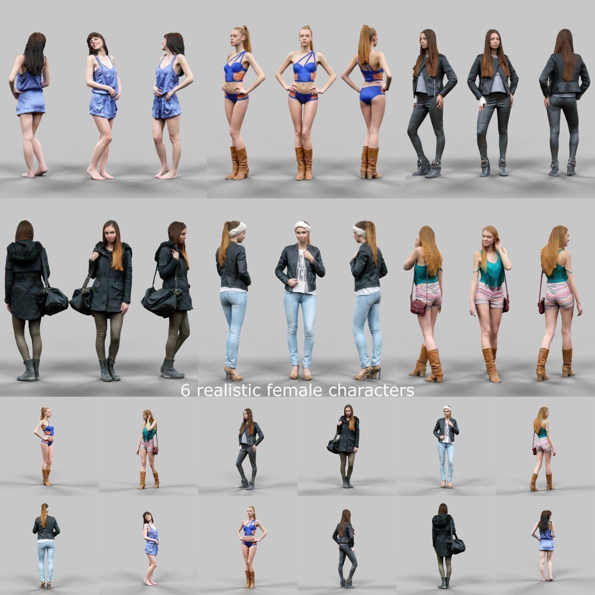 98 Realistic human models Low-poly 3D model_1